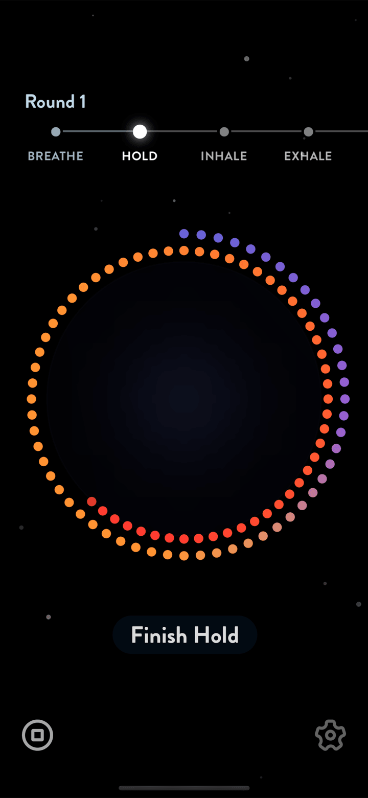 A Wim-style breathing session in the Huff app